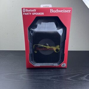 Budweiser Party Tailgate Bluetooth Speaker LED Lights FM Radio Black NEW